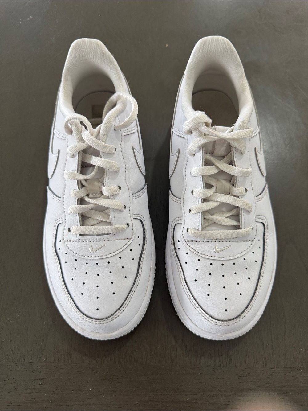 Kids White Leather Athletic Sneakers - Classic Low-Top